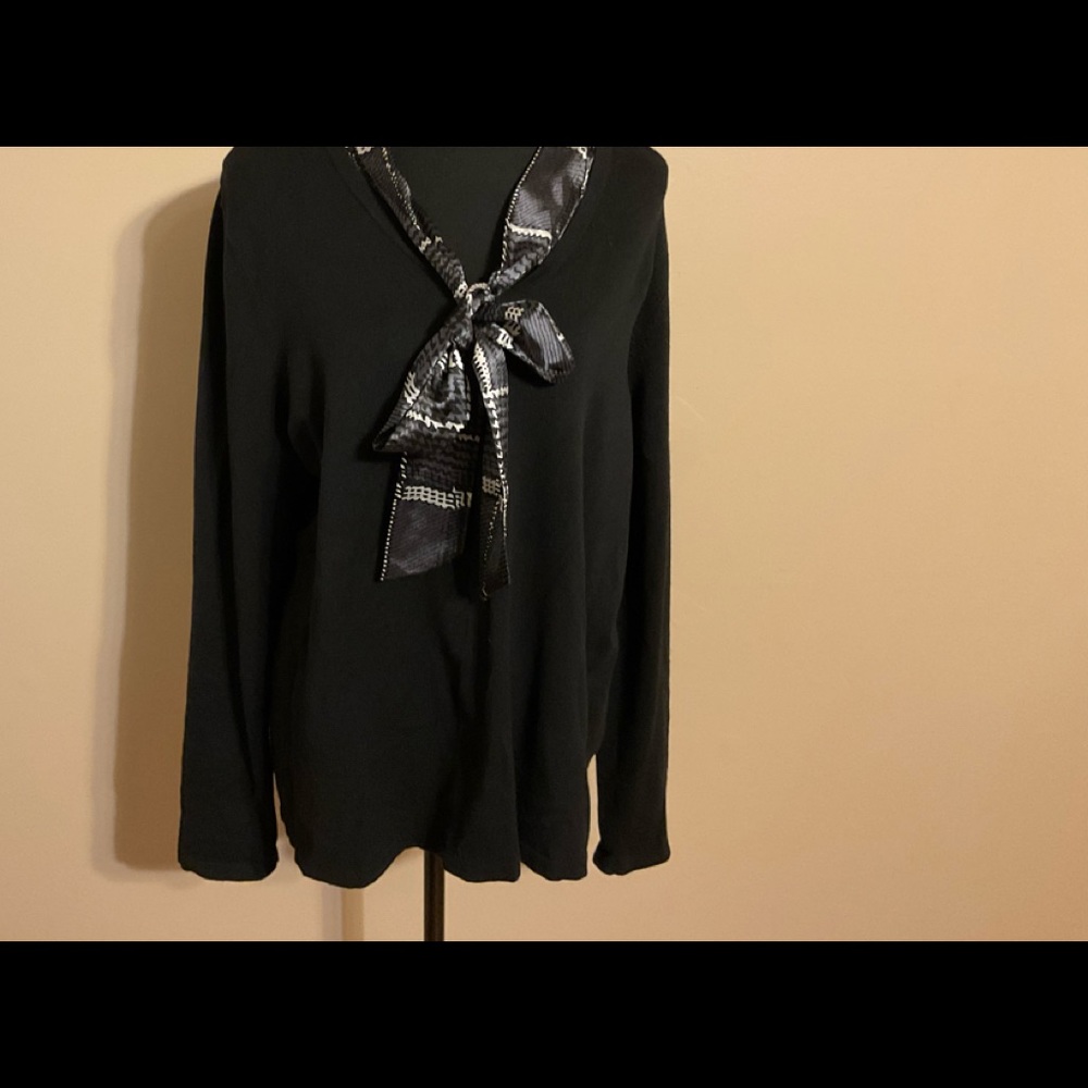 GEORGE, XXL Black sweater with tie collar, Size XXL
